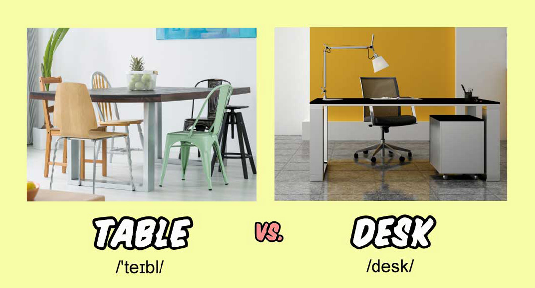 “Table" và “Desk" có gì khác nhau?