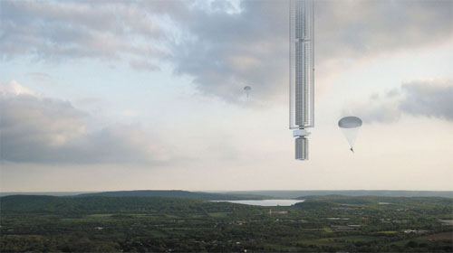 Enormous Skyscraper Hanging From An Asteroid In Space - Nhà chọc trời khổng lồ treo cổ từ tiểu hành tinh trong không gian
