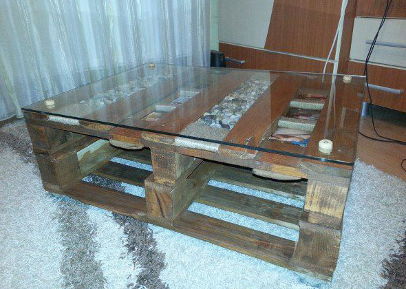 Bàn pallet gỗ sơn mộc