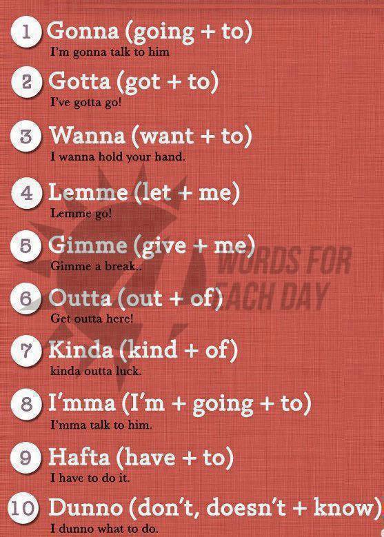 Gonna, gotta, wanna nghĩa là gì