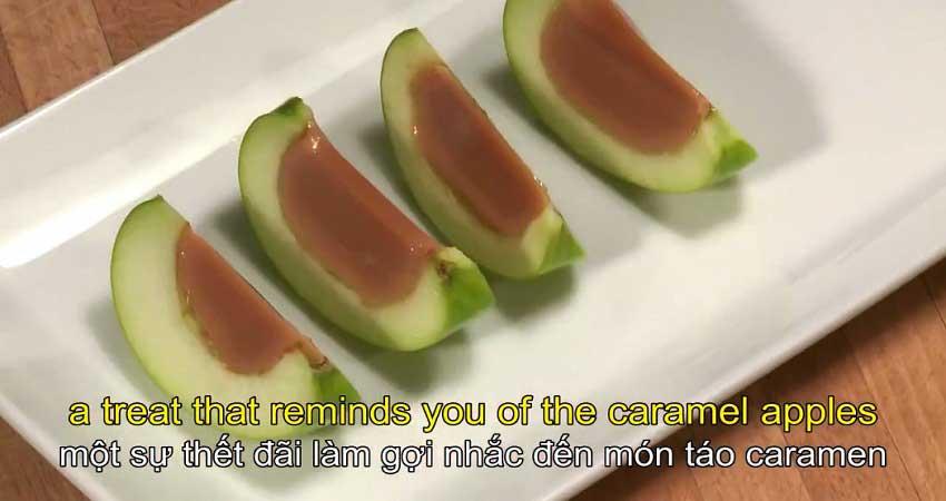 Làm thạch táo caramen với táo thật